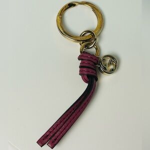 GUCCI interlocking GG Pink Leather Tassel Keychain/ Bag Charm💖